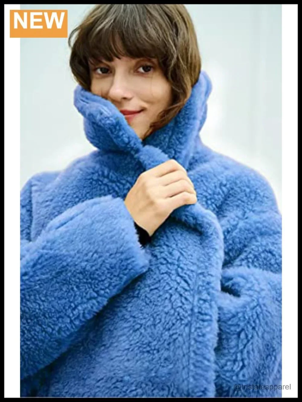 Wool Teddy Coat Oversized Shearing Motorcycle Winter Warm Fuzzy Faux Fur Jacket